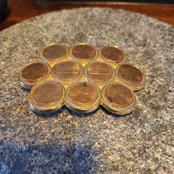 Vintage Rockmount  10 Pennies Penny Abraham Lincoln Coin Metal Belt Buckle, 80's - Picture 2 of 4